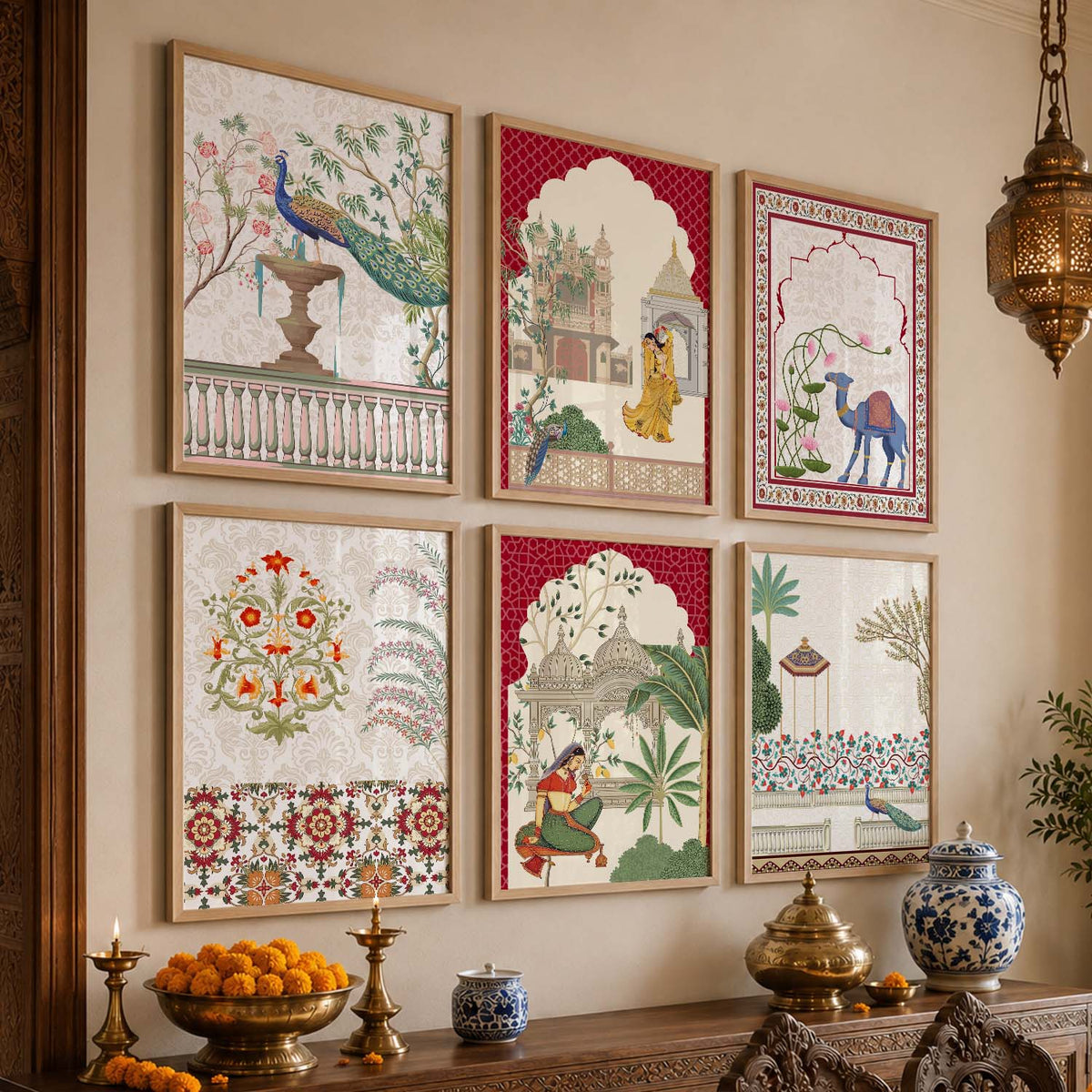 Madhubani Wall Art Prints with Frame for Wall Decor