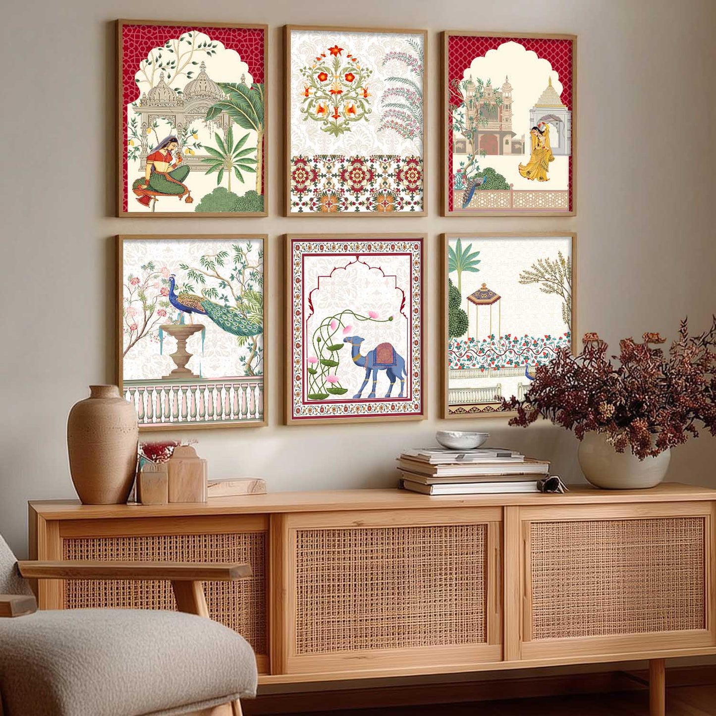 Madhubani Wall Art Prints with Frame for Wall Decor