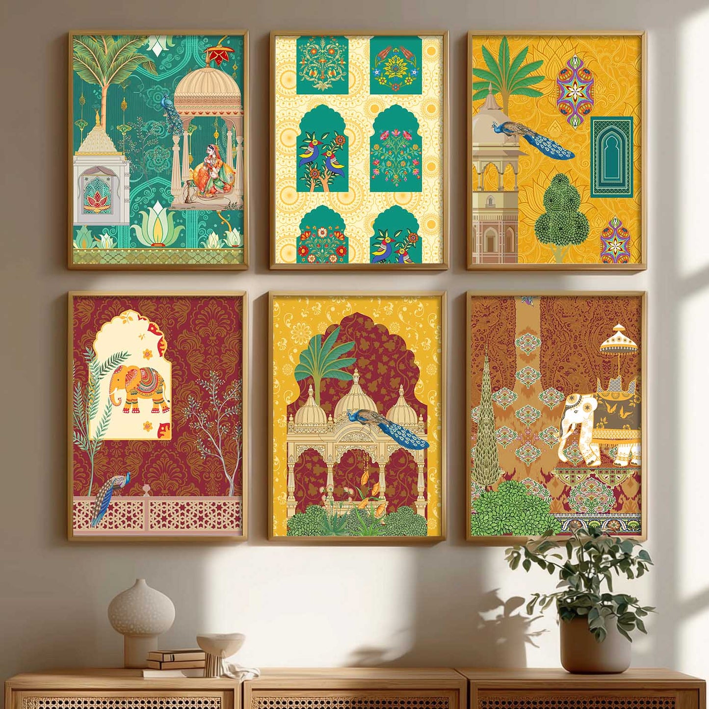 Madhubani Wall Art Prints with Frame for Wall Decor
