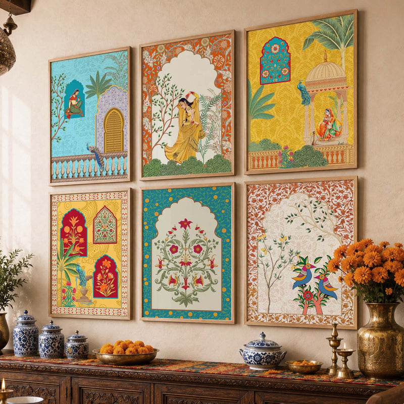 Madhubani Wall Art Prints with Frame for Wall Decor