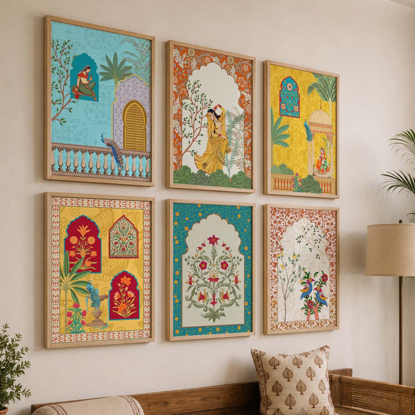 Madhubani Wall Art Prints with Frame for Wall Decor