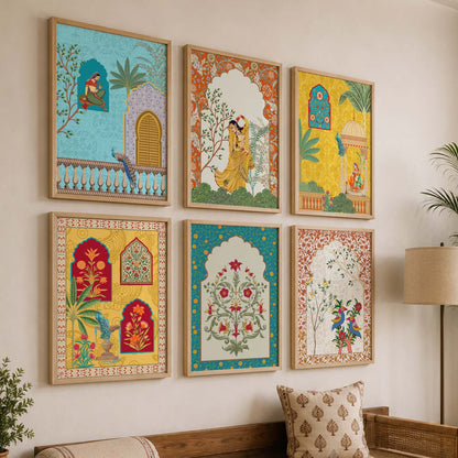 Madhubani Wall Art Prints with Frame for Wall Decor