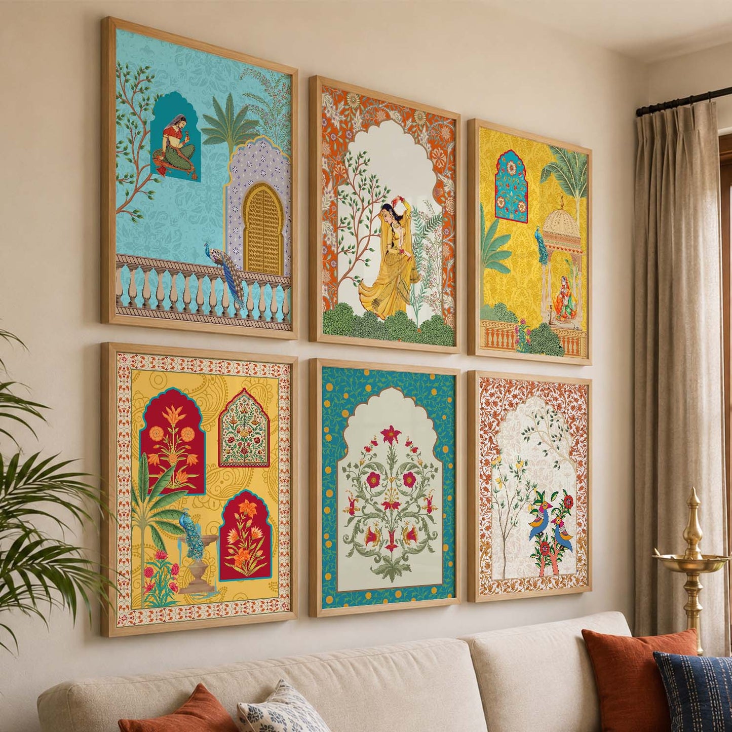 Madhubani Wall Art Prints with Frame for Wall Decor
