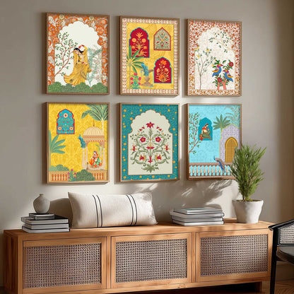 Madhubani Wall Art Prints with Frame for Wall Decor