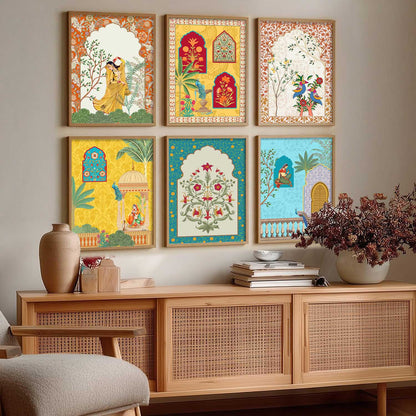 Madhubani Wall Art Prints with Frame for Wall Decor