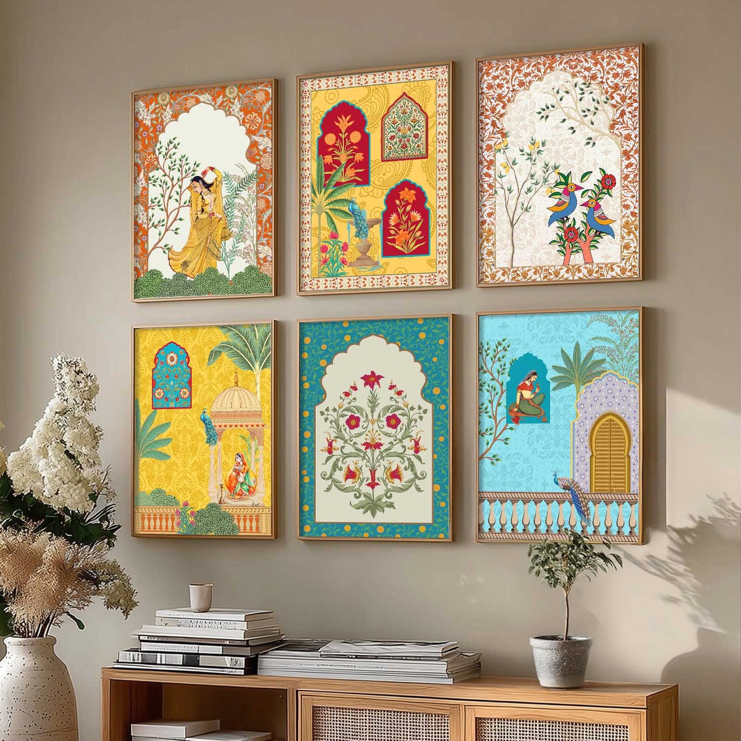 Madhubani Wall Art Prints with Frame for Wall Decor