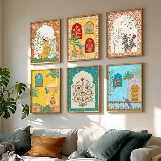 Madhubani Wall Art Prints with Frame for Wall Decor