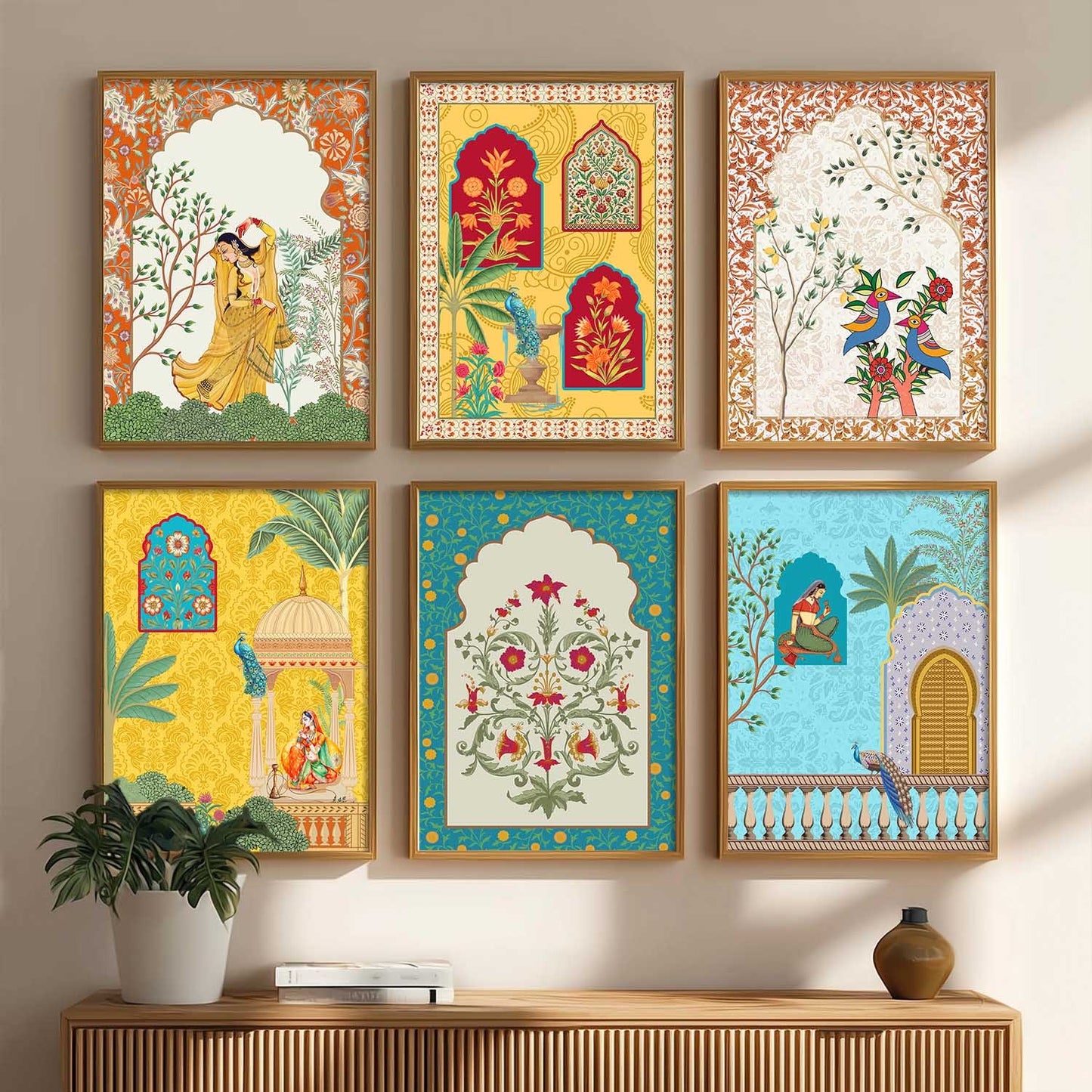Madhubani Wall Art Prints with Frame for Wall Decor