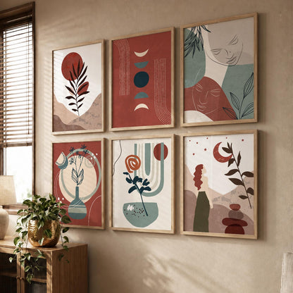 Minimal Boho Art Framed Posters for Home Living Room Bedroom and Office Wall Decor Set of 6