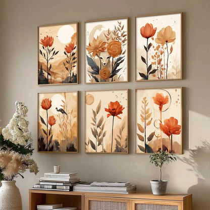Floral Art Framed Posters for Home Living Room Bedroom and Office Wall Decor Set of 6 by Kotart store