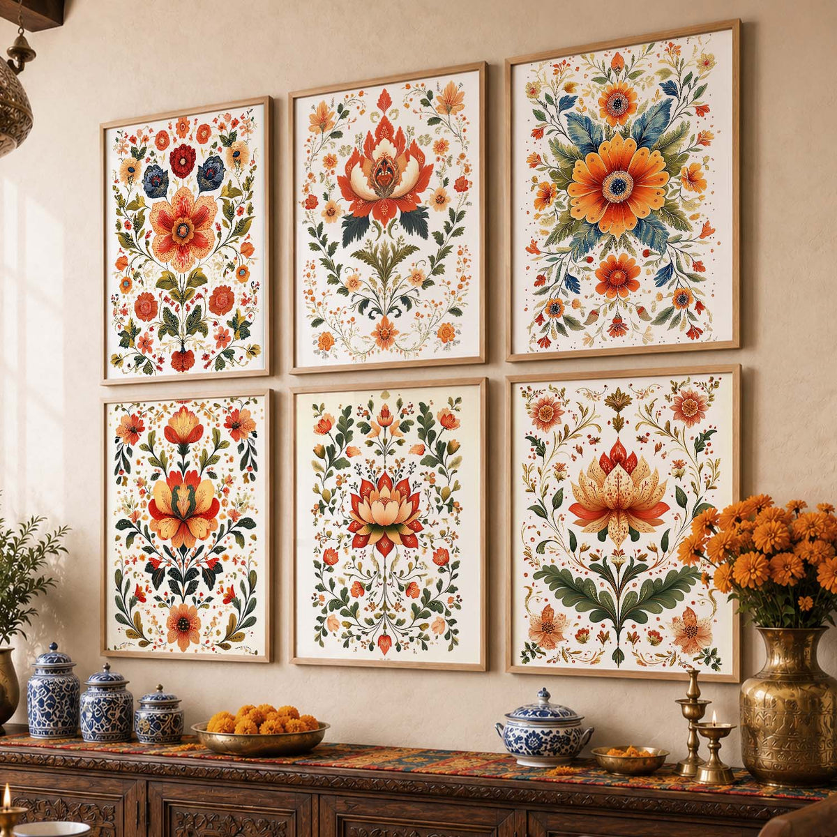 Madhubani Wall Art Prints with Frame for Wall Decor