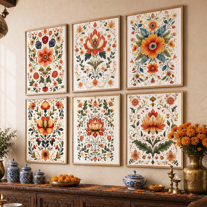 Madhubani Wall Art Prints with Frame for Wall Decor