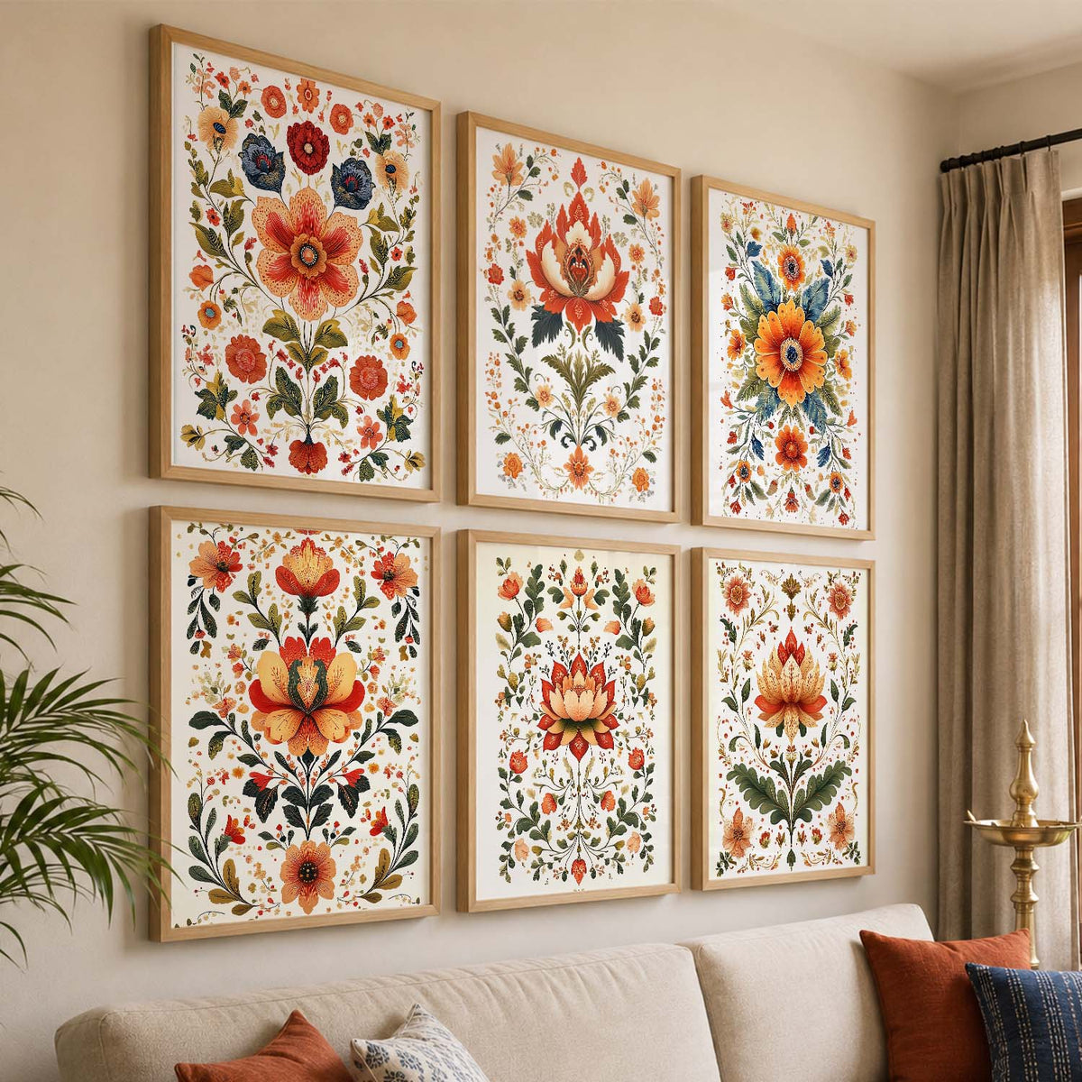 Madhubani Wall Art Prints with Frame for Wall Decor
