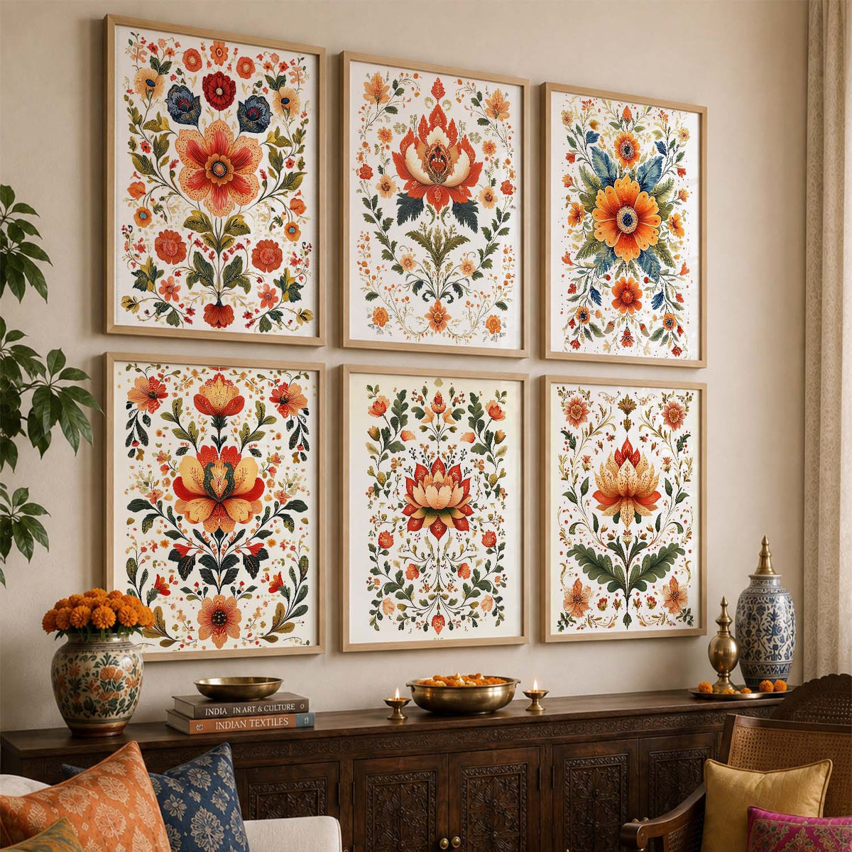 Madhubani Wall Art Prints with Frame for Wall Decor