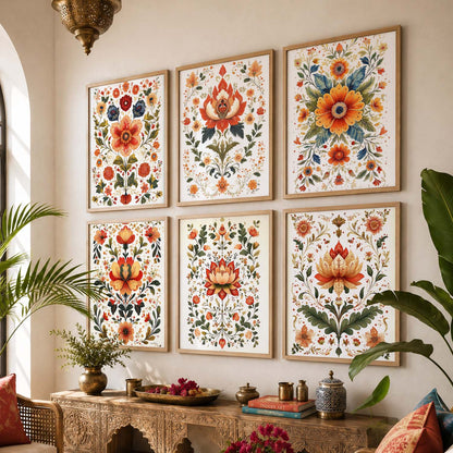 Madhubani Wall Art Prints with Frame for Wall Decor