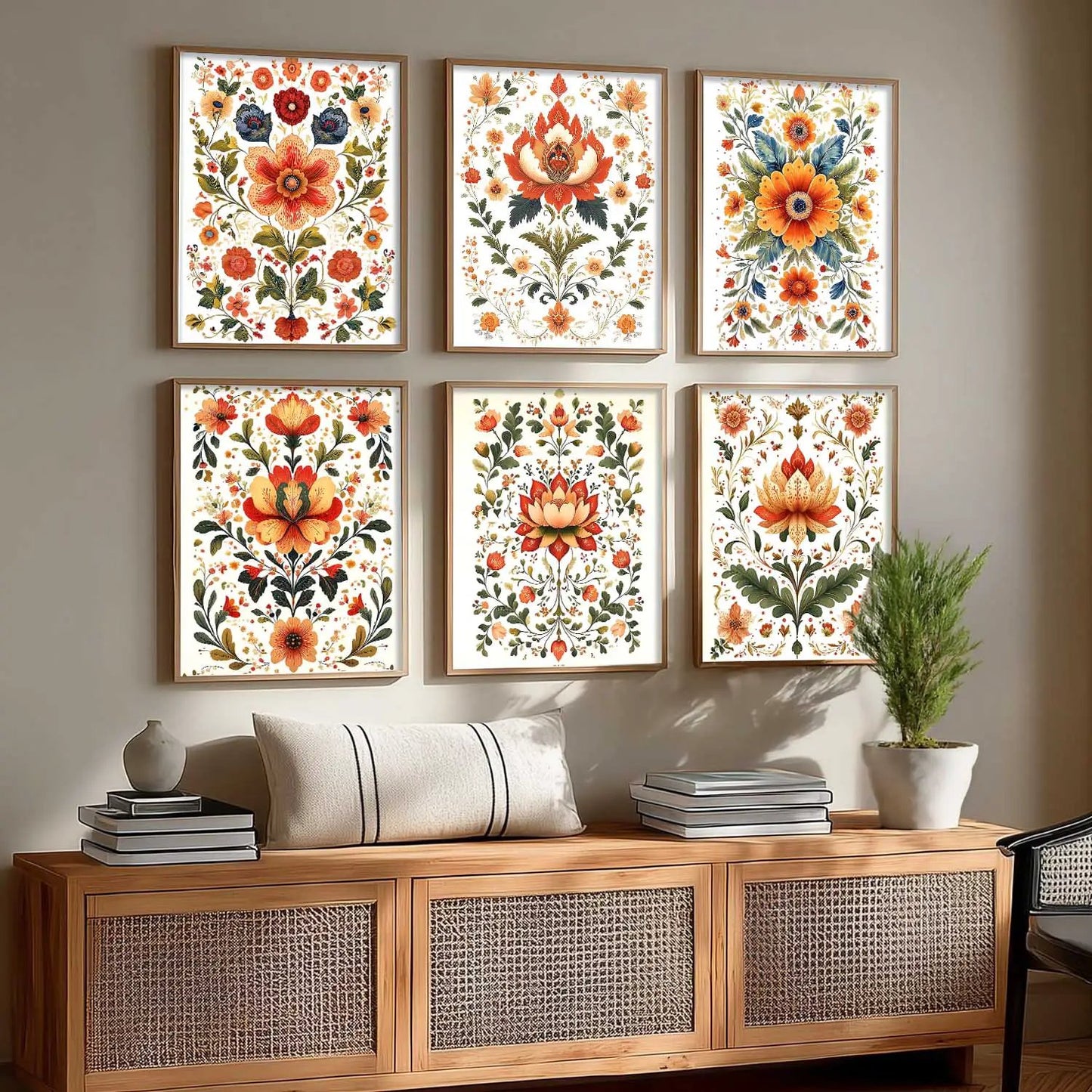 Madhubani Wall Art Prints with Frame for Wall Decor