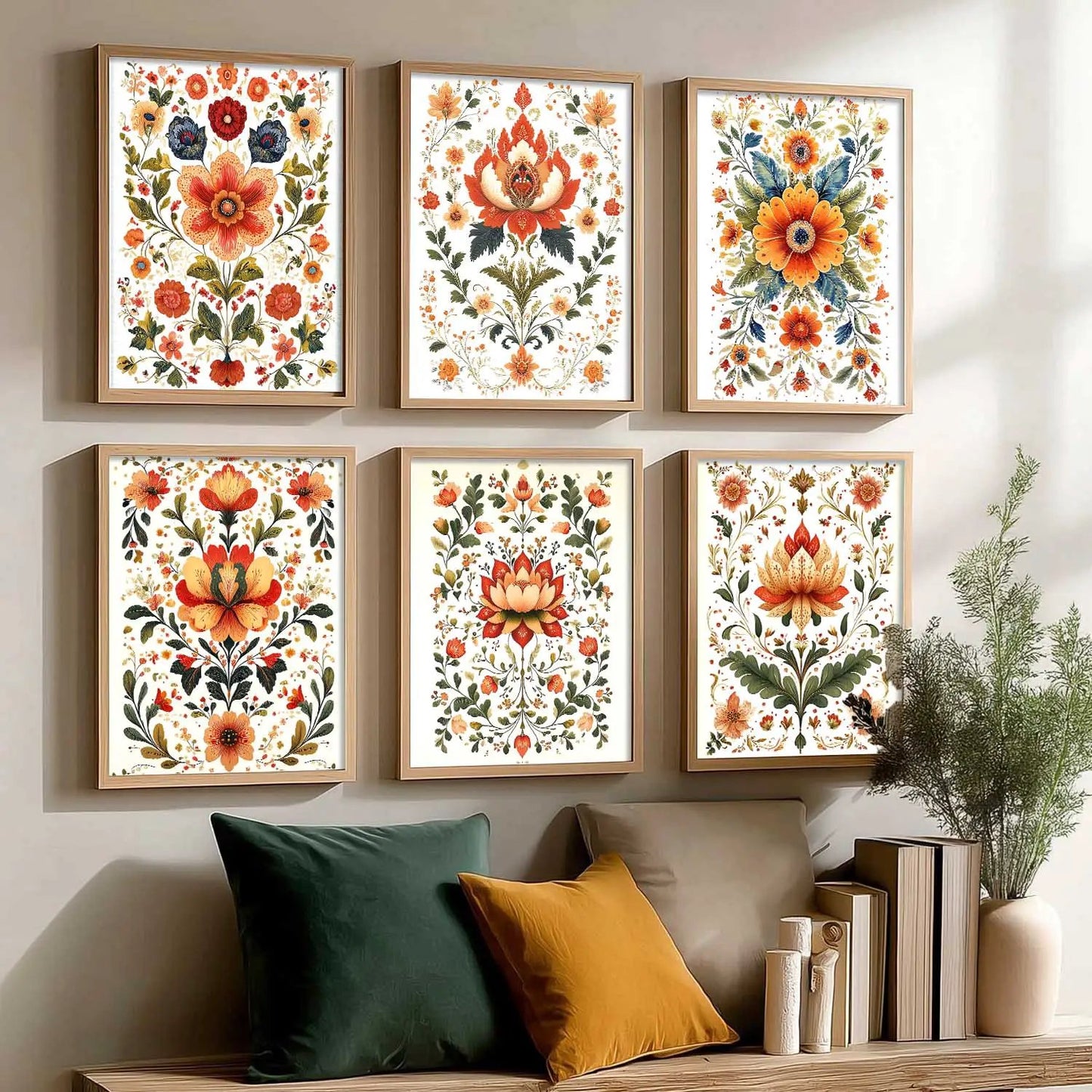 Madhubani Wall Art Prints with Frame for Wall Decor
