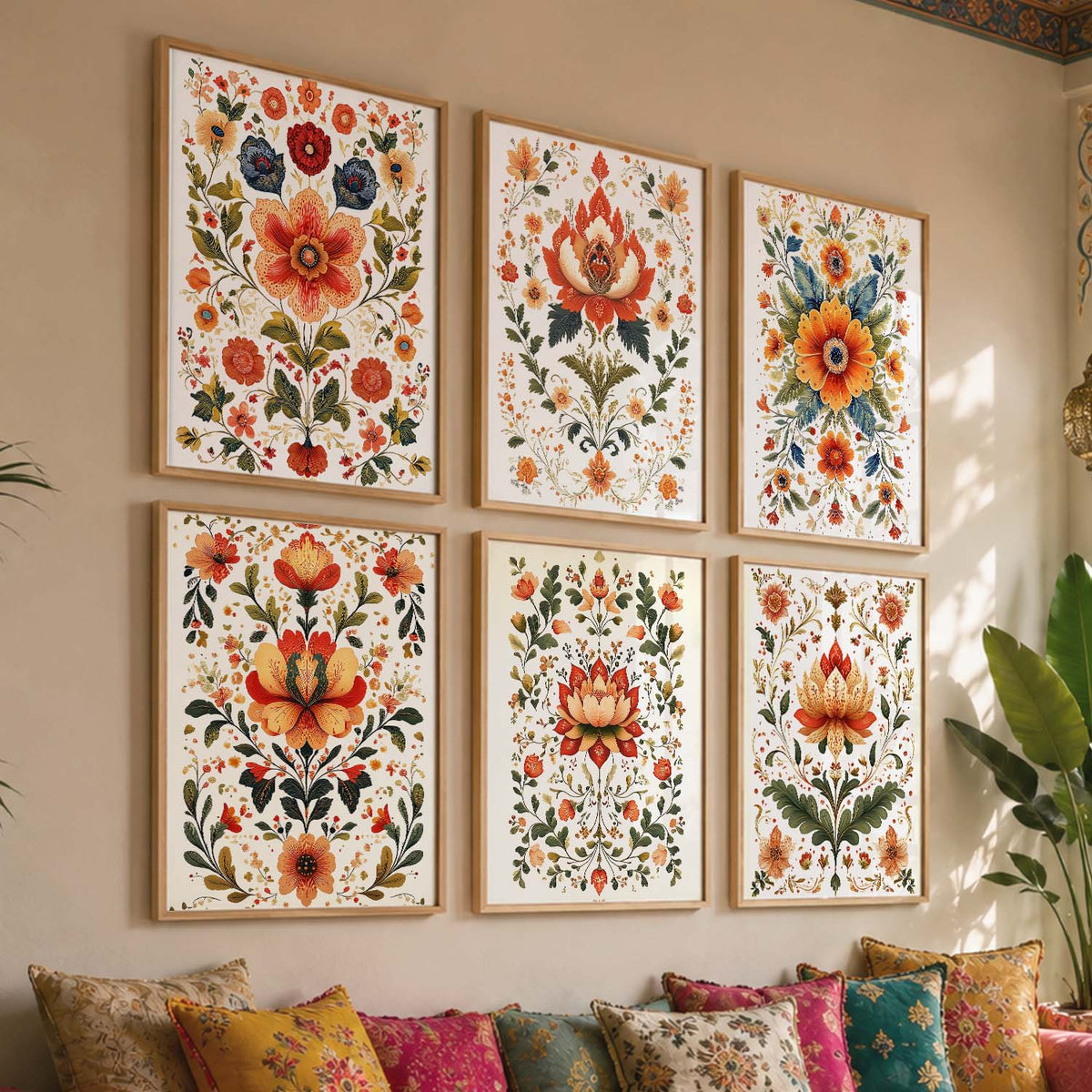 Madhubani Wall Art Prints with Frame for Wall Decor