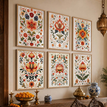 Madhubani Wall Art Prints with Frame for Wall Decor