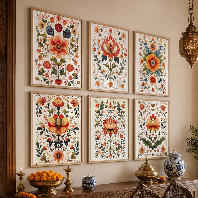 Madhubani Wall Art Prints with Frame for Wall Decor