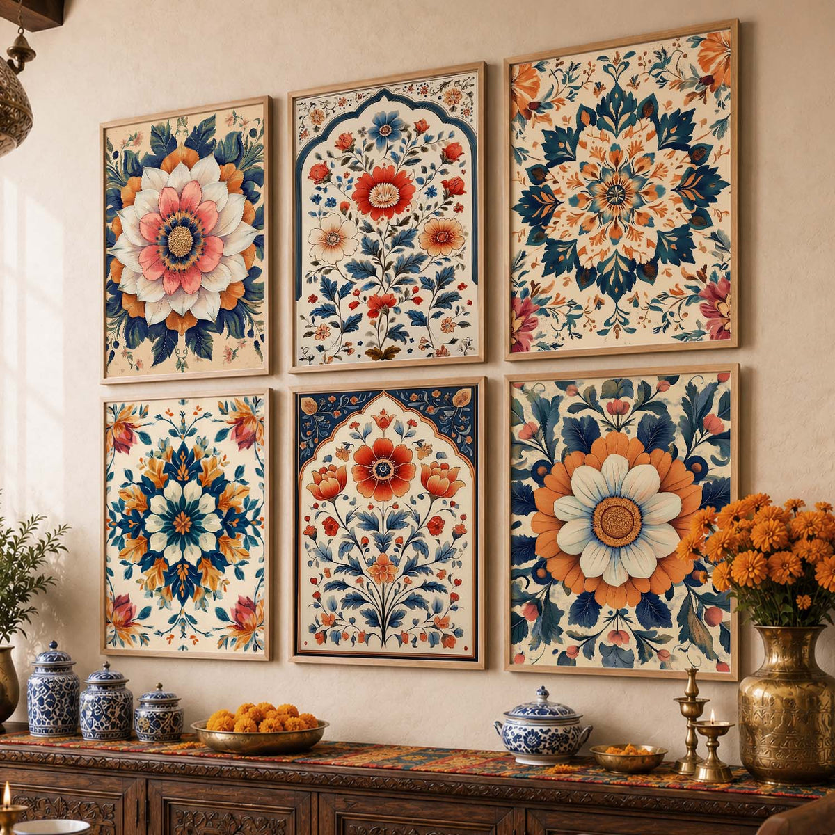 Floral Wall Art Paintings with Frame for Wall Decor