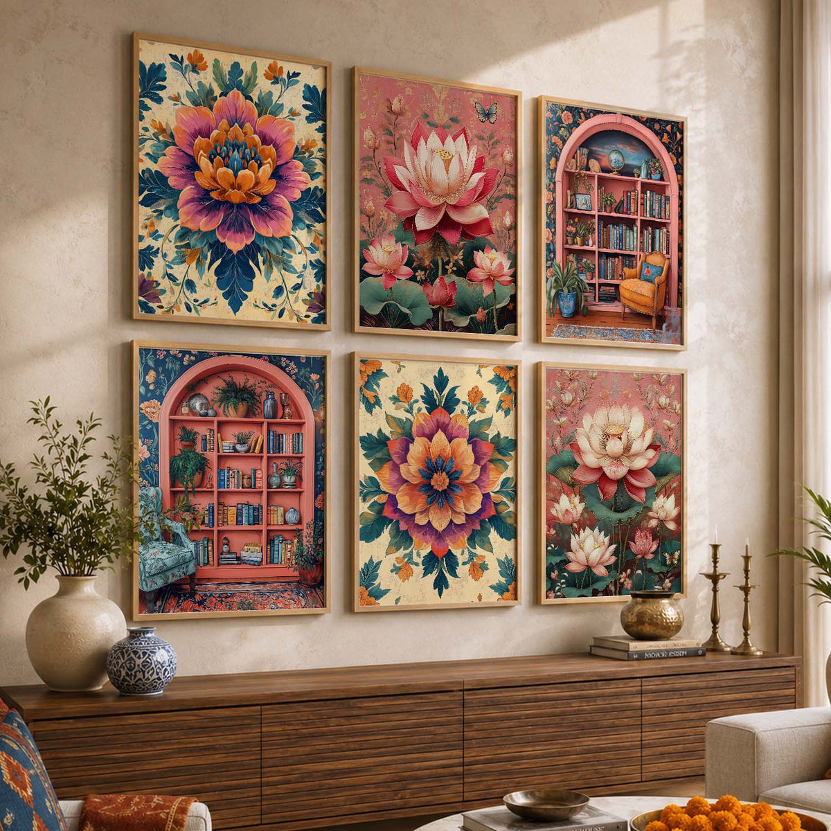 Floral Wall Art Paintings with Frame for Wall Decor