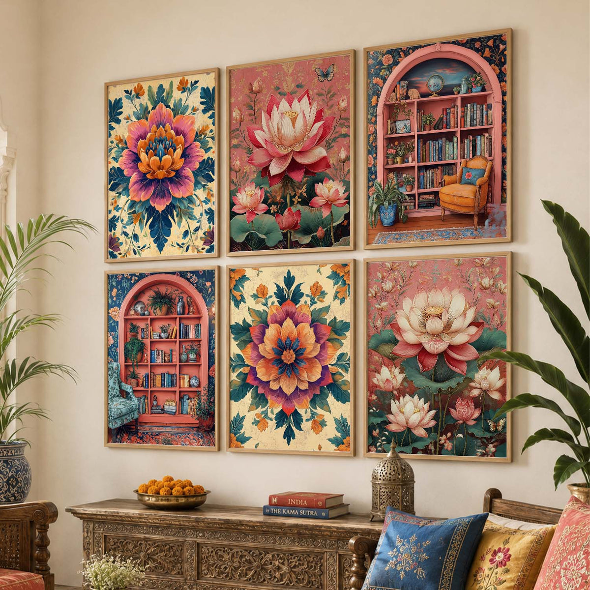 Floral Wall Art Paintings with Frame for Wall Decor