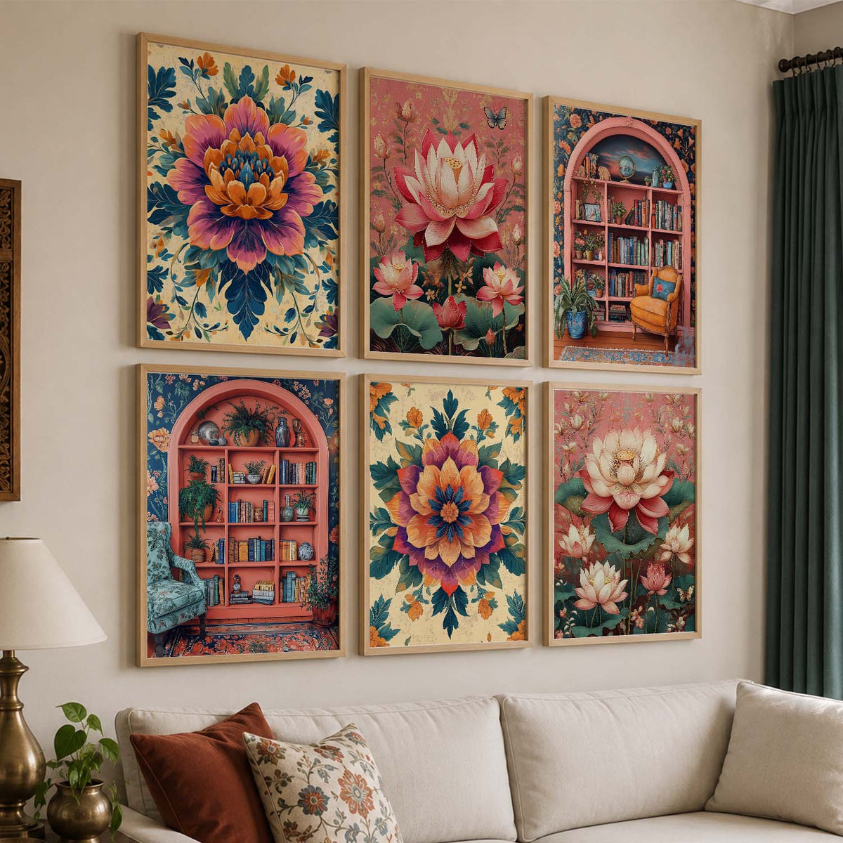 Floral Wall Art Paintings with Frame for Wall Decor