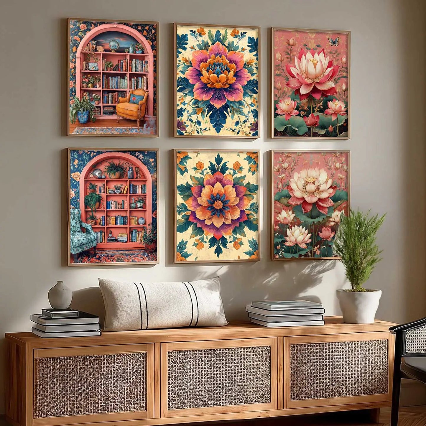 Floral Wall Art Paintings with Frame for Wall Decor