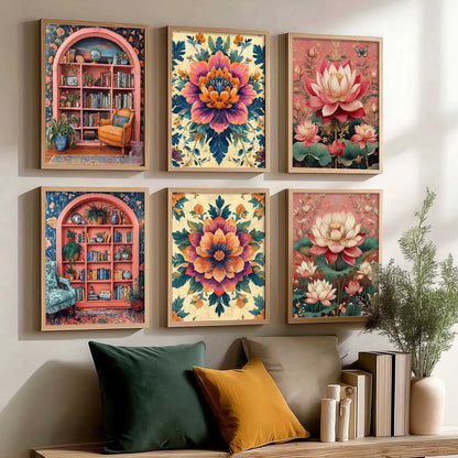 Floral Wall Art Paintings with Frame for Wall Decor