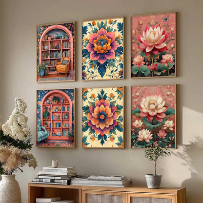 Floral Wall Art Paintings with Frame for Wall Decor