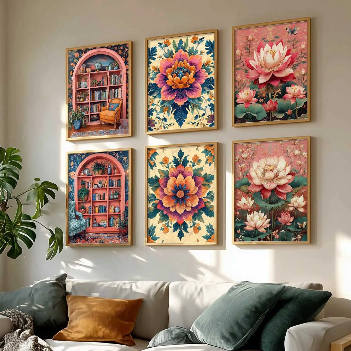 Floral Wall Art Paintings with Frame for Wall Decor