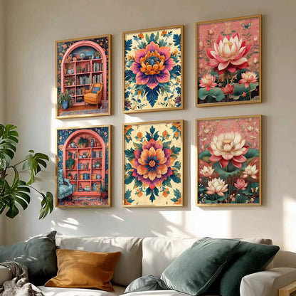 Floral Wall Art Paintings with Frame for Wall Decor