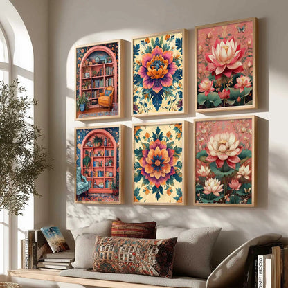 Floral Wall Art Paintings with Frame for Wall Decor