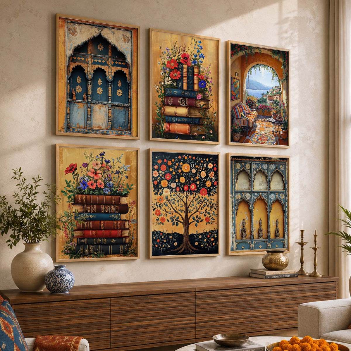 Traditional Wall Art Paintings with Frame for Wall Decor