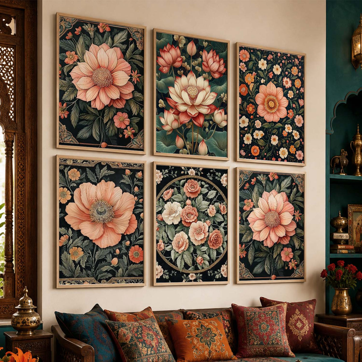 Floral Wall Art Paintings with Frame for Wall Decor