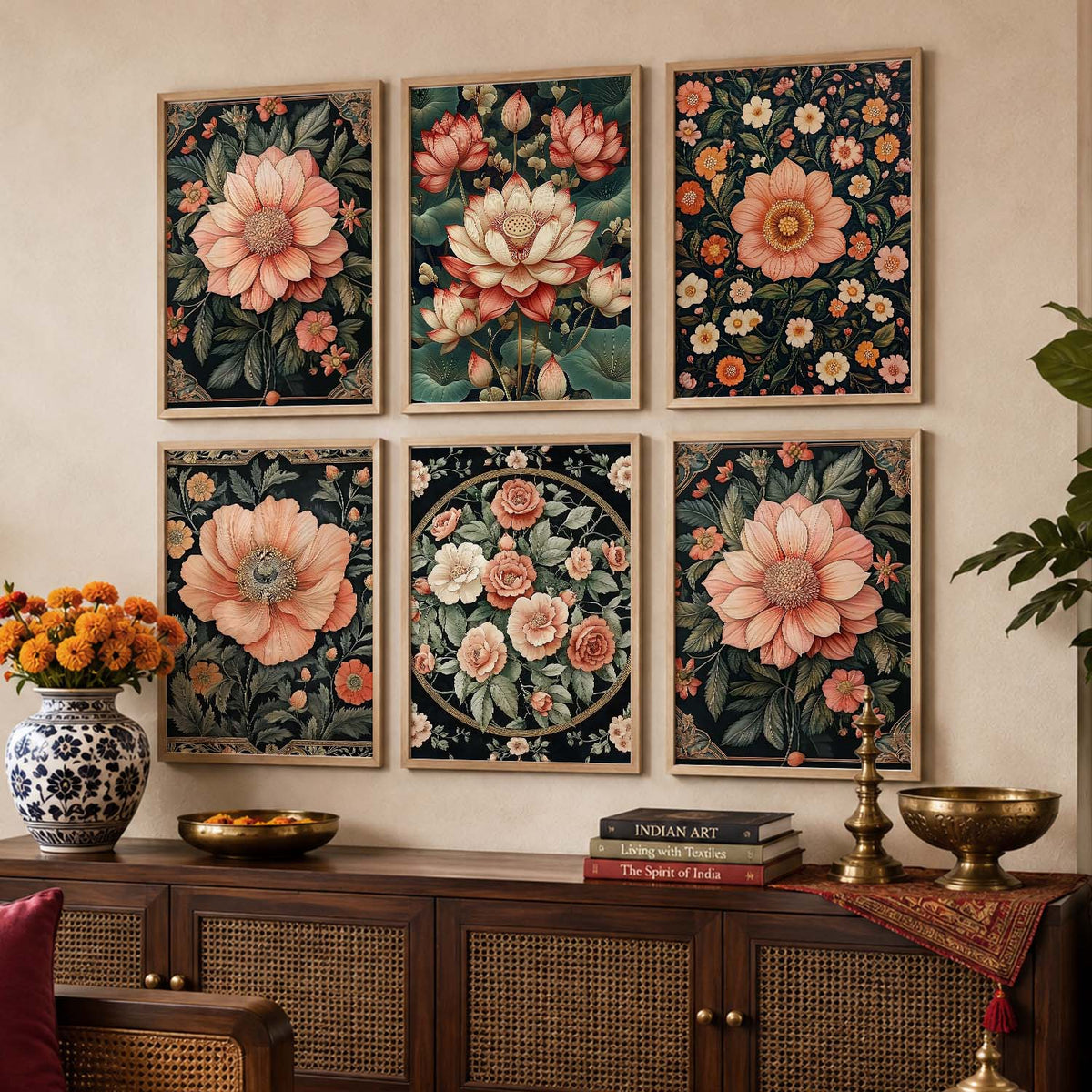 Floral Wall Art Paintings with Frame for Wall Decor