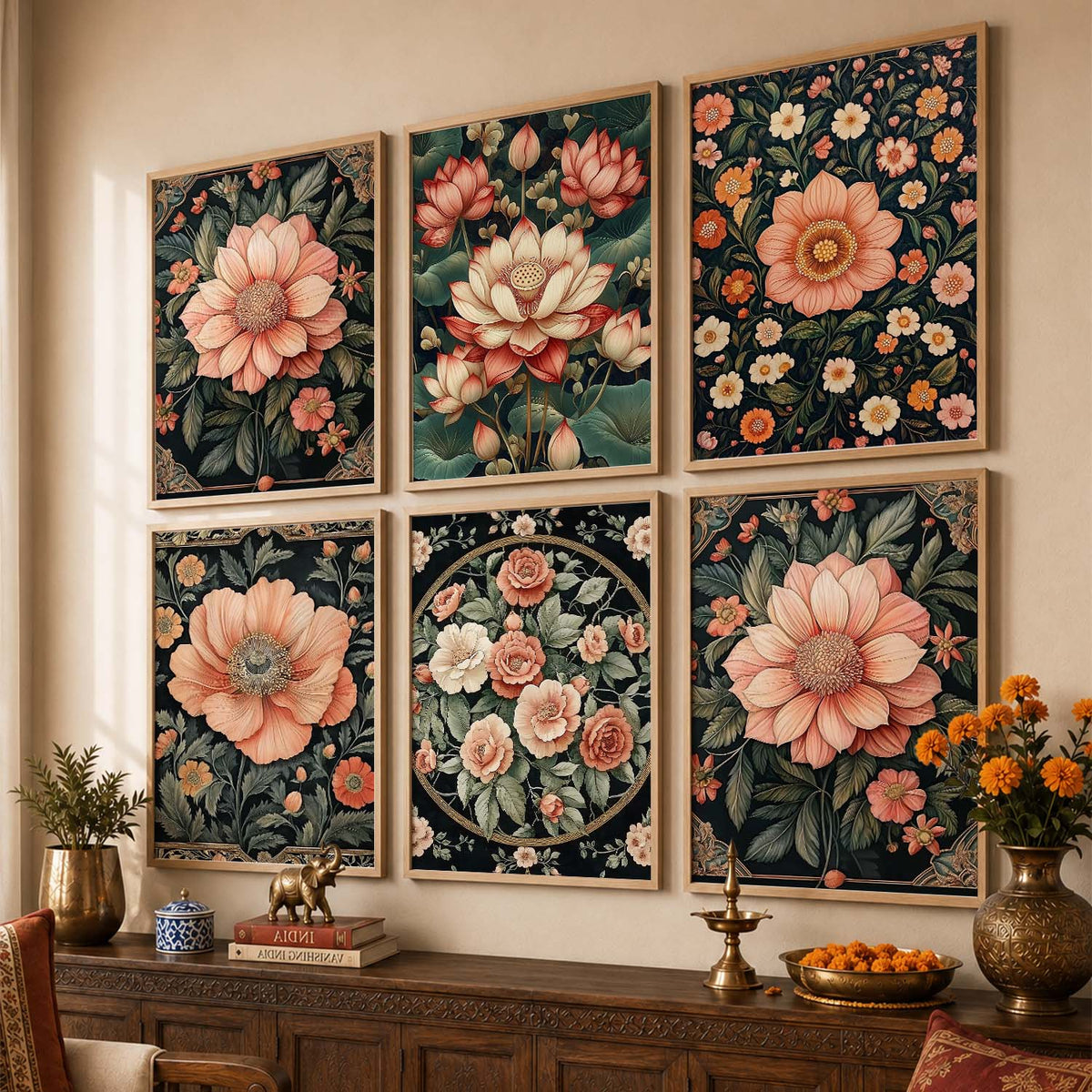Floral Wall Art Paintings with Frame for Wall Decor
