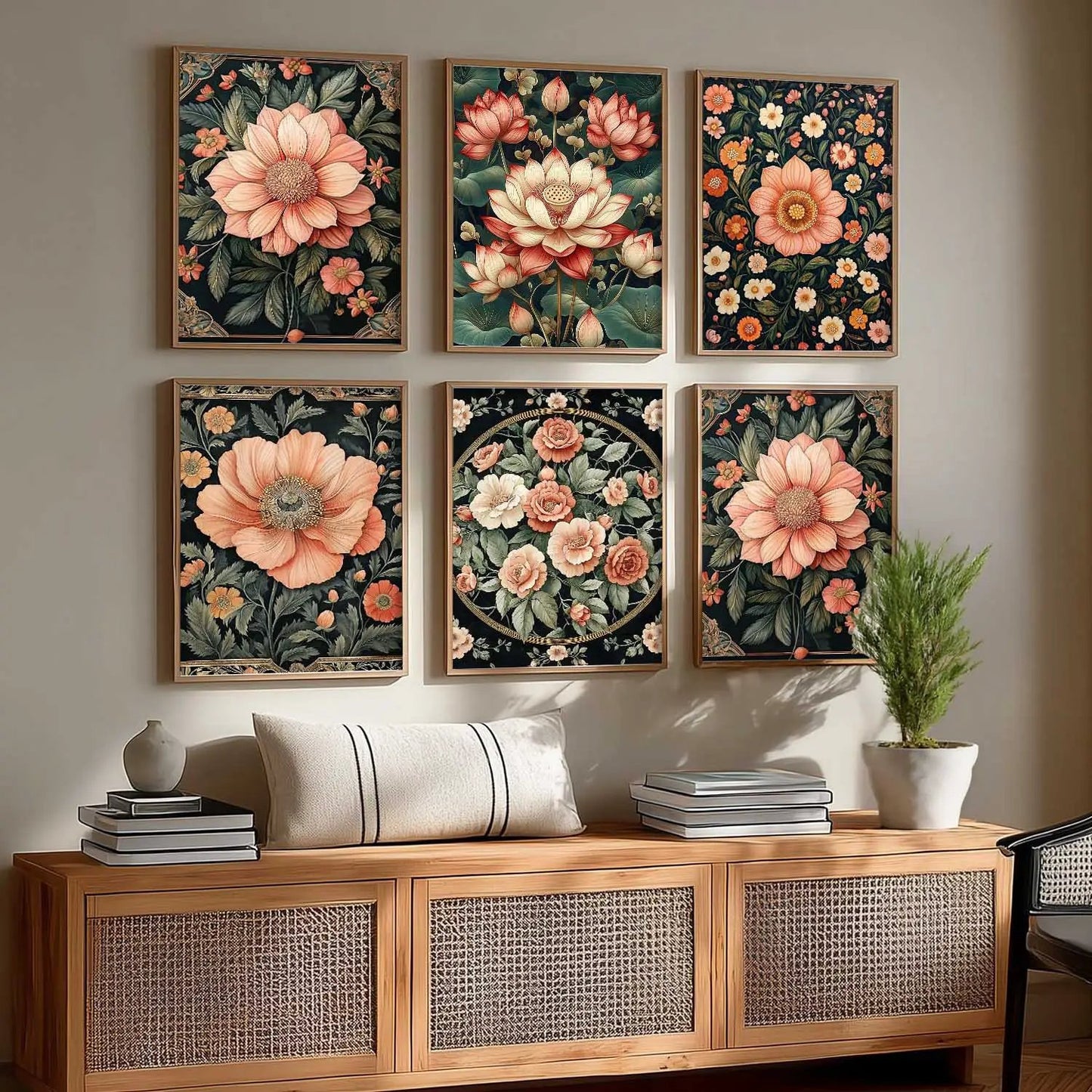 Floral Wall Art Paintings with Frame for Wall Decor