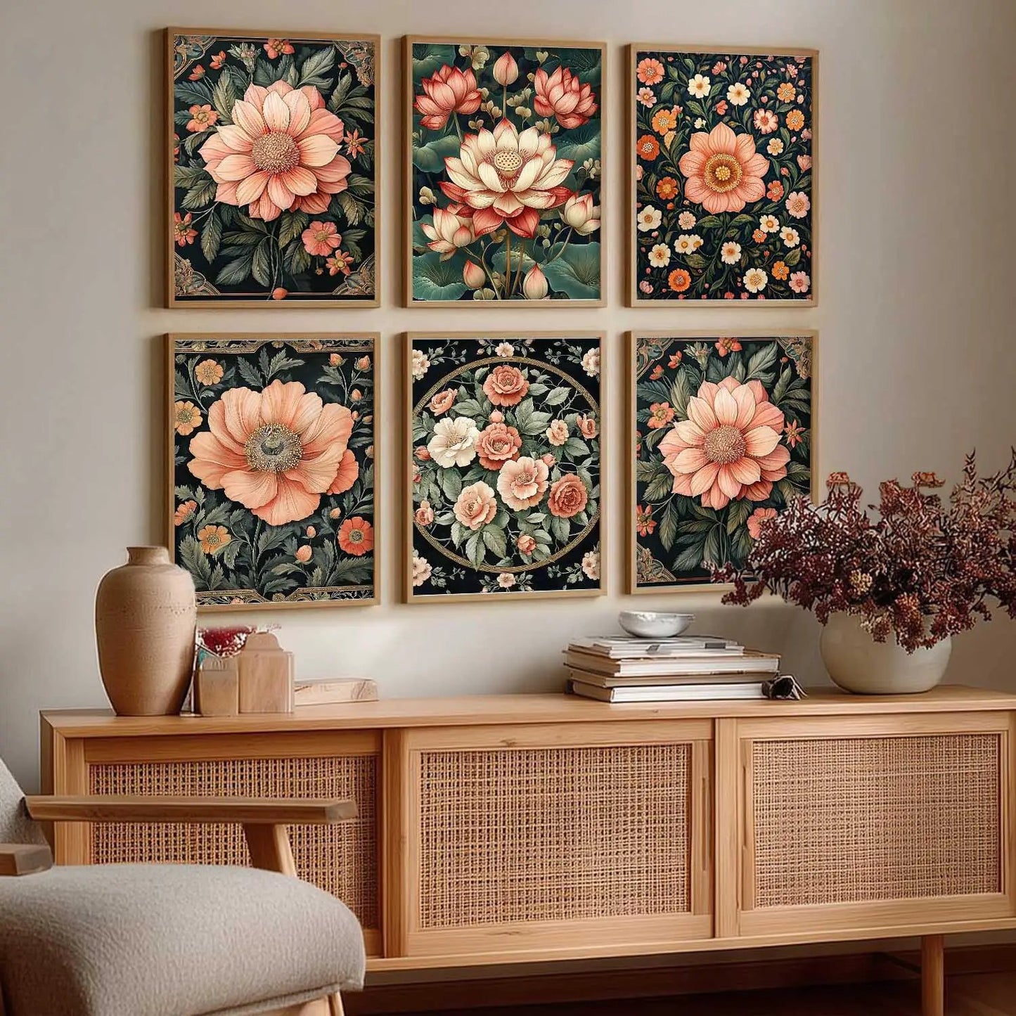 Floral Wall Art Paintings with Frame for Wall Decor