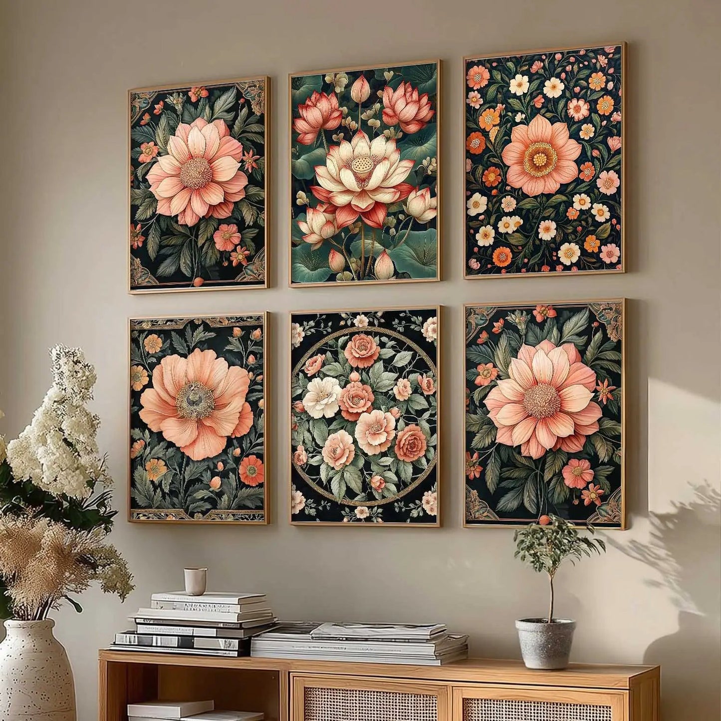 Floral Wall Art Paintings with Frame for Wall Decor