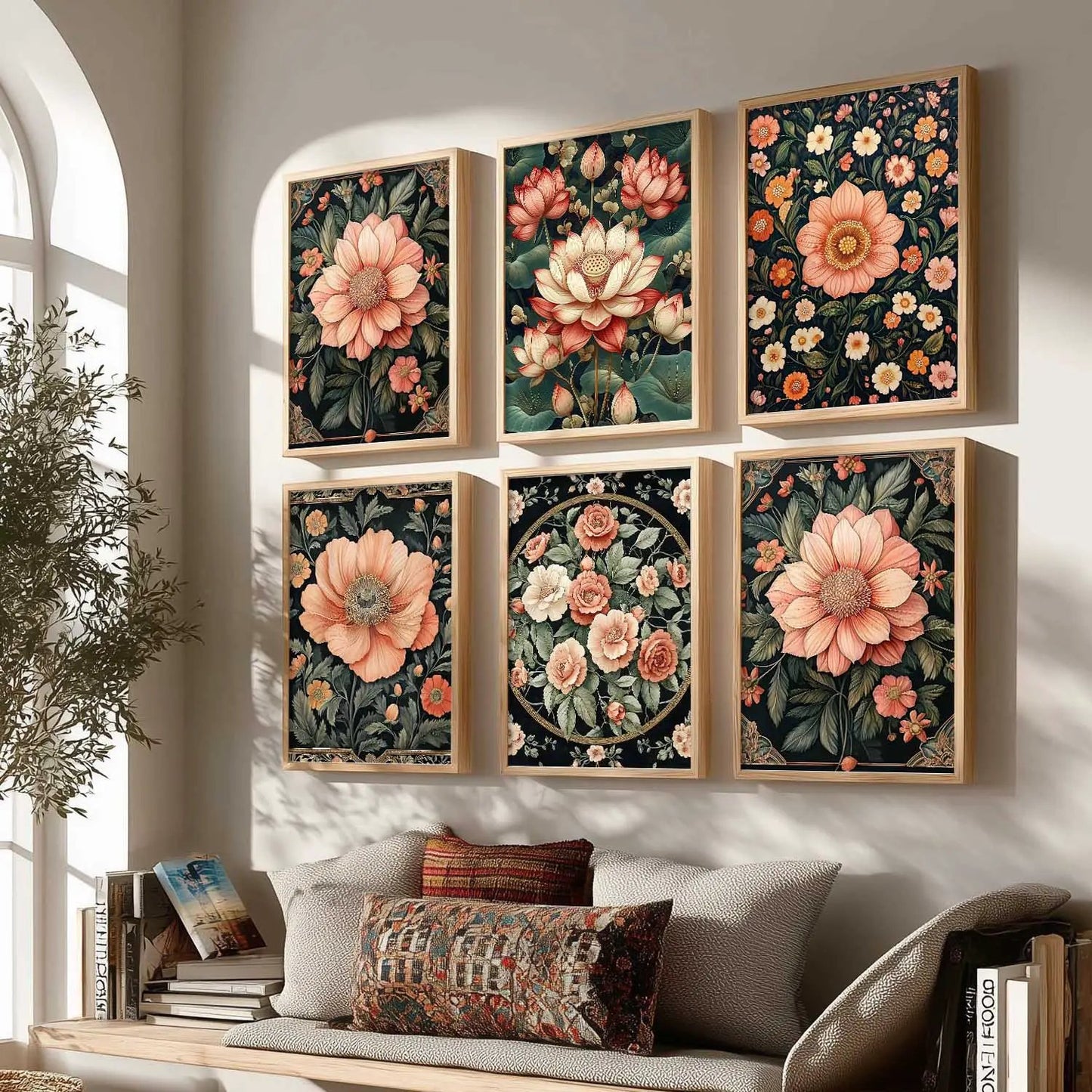 Floral Wall Art Paintings with Frame for Wall Decor