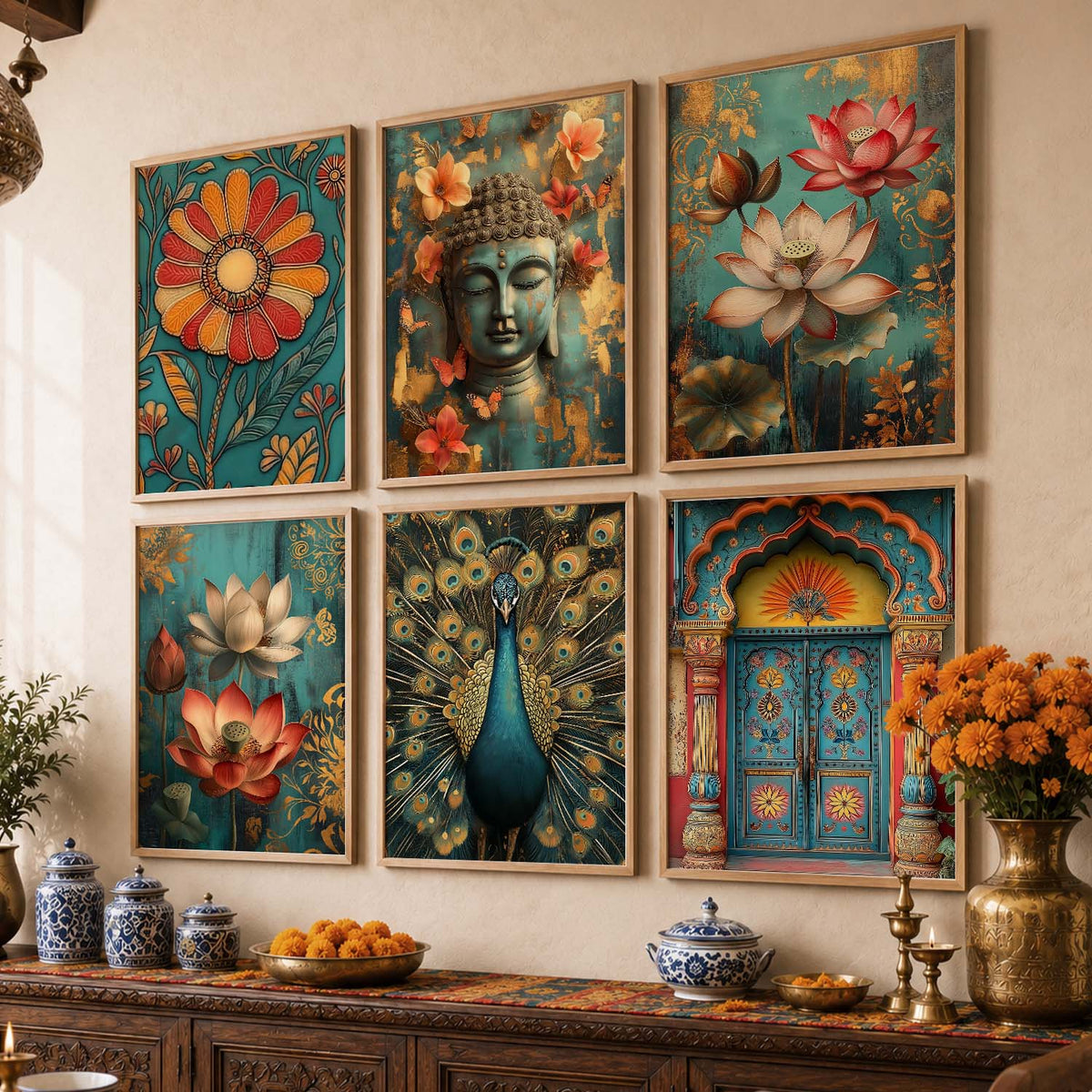 Floral Wall Art Paintings with Frame for Wall Decor