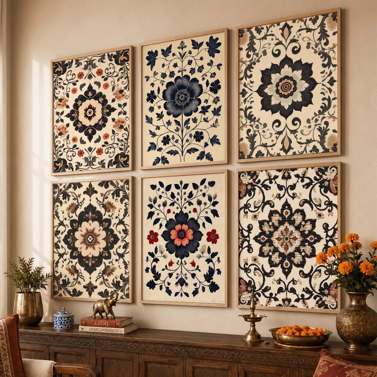 Traditional Wall Art Paintings with Frame for Wall Decor