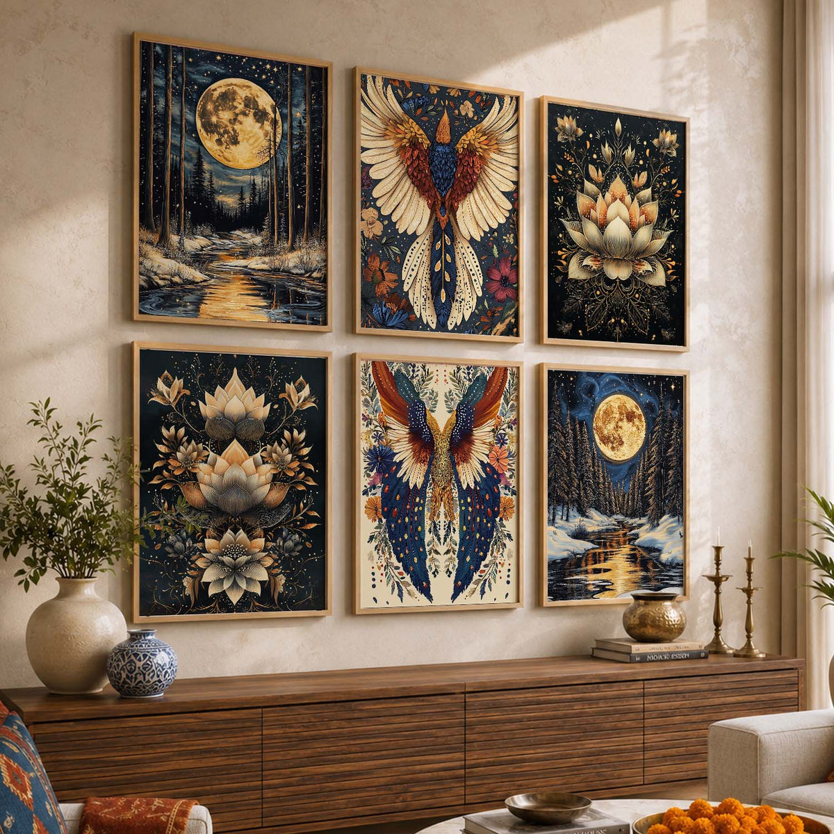 Traditional Wall Art Paintings with Frame for Wall Decor