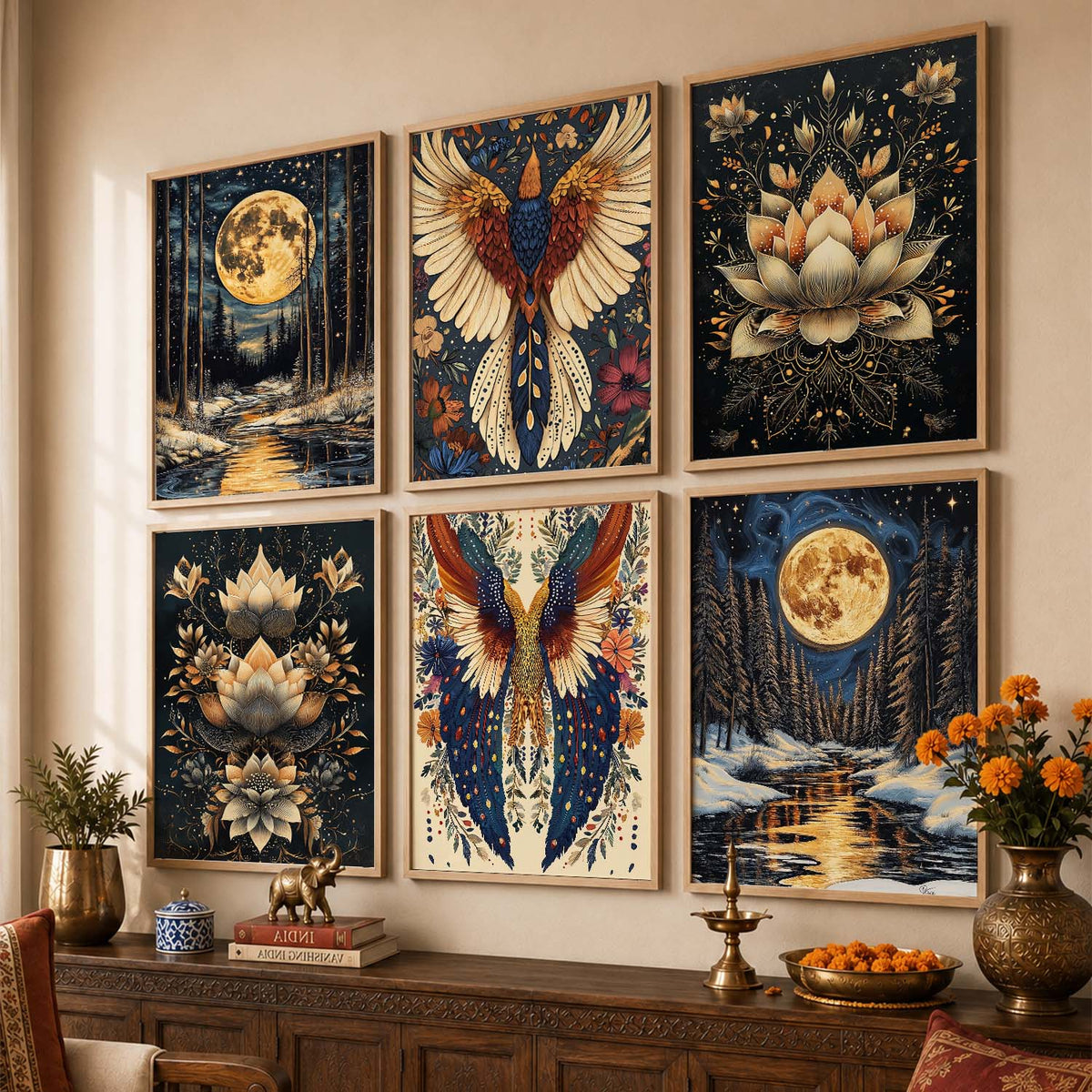 Traditional Wall Art Paintings with Frame for Wall Decor