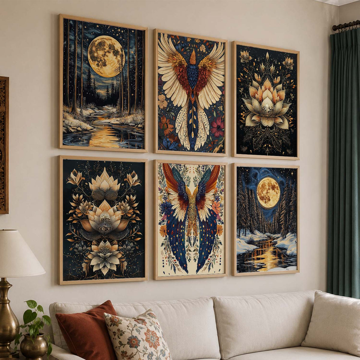 Traditional Wall Art Paintings with Frame for Wall Decor