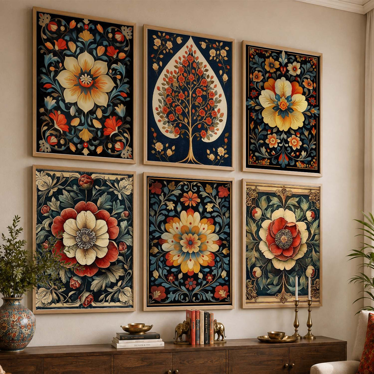Floral Wall Art Paintings with Frame for Wall Decor