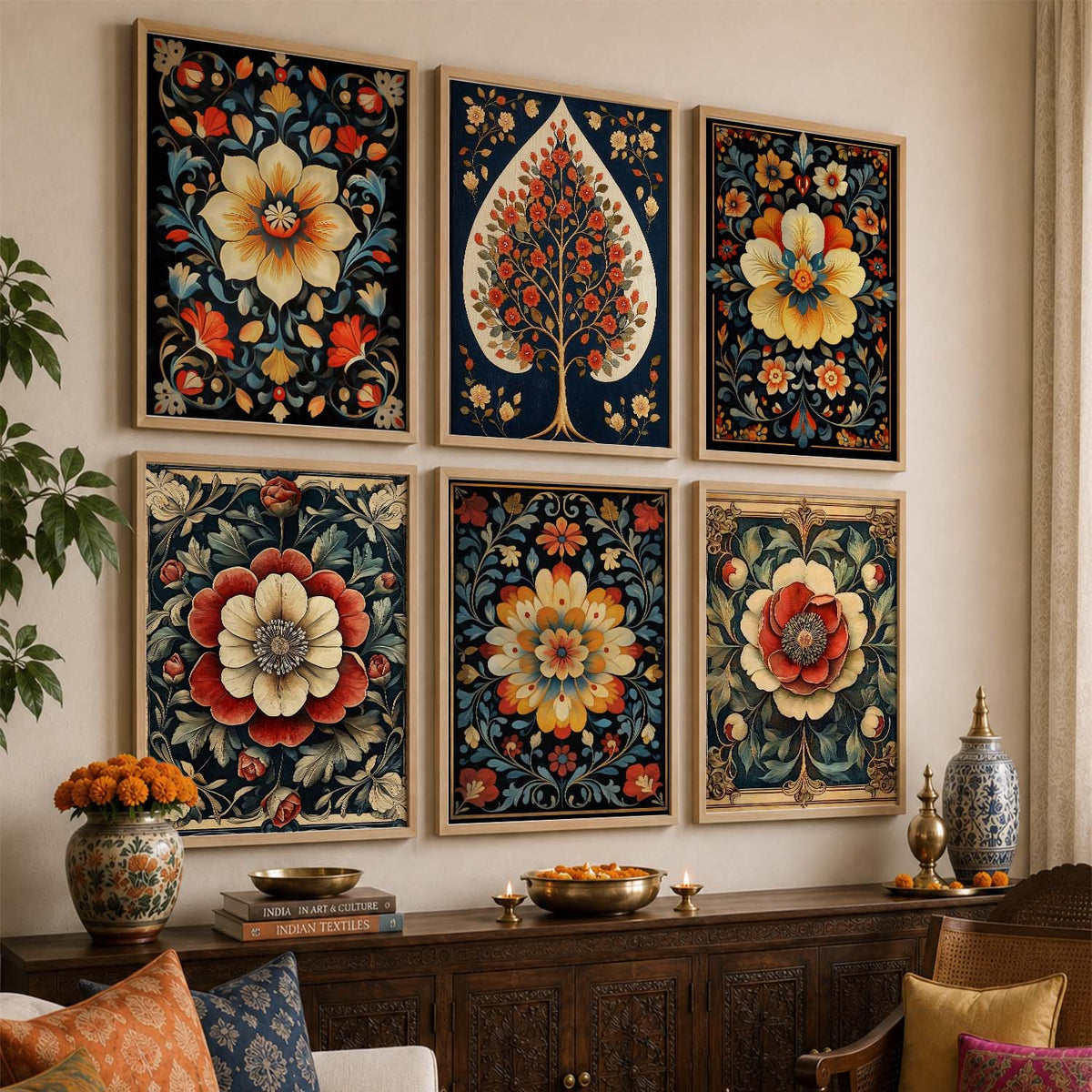 Floral Wall Art Paintings with Frame for Wall Decor