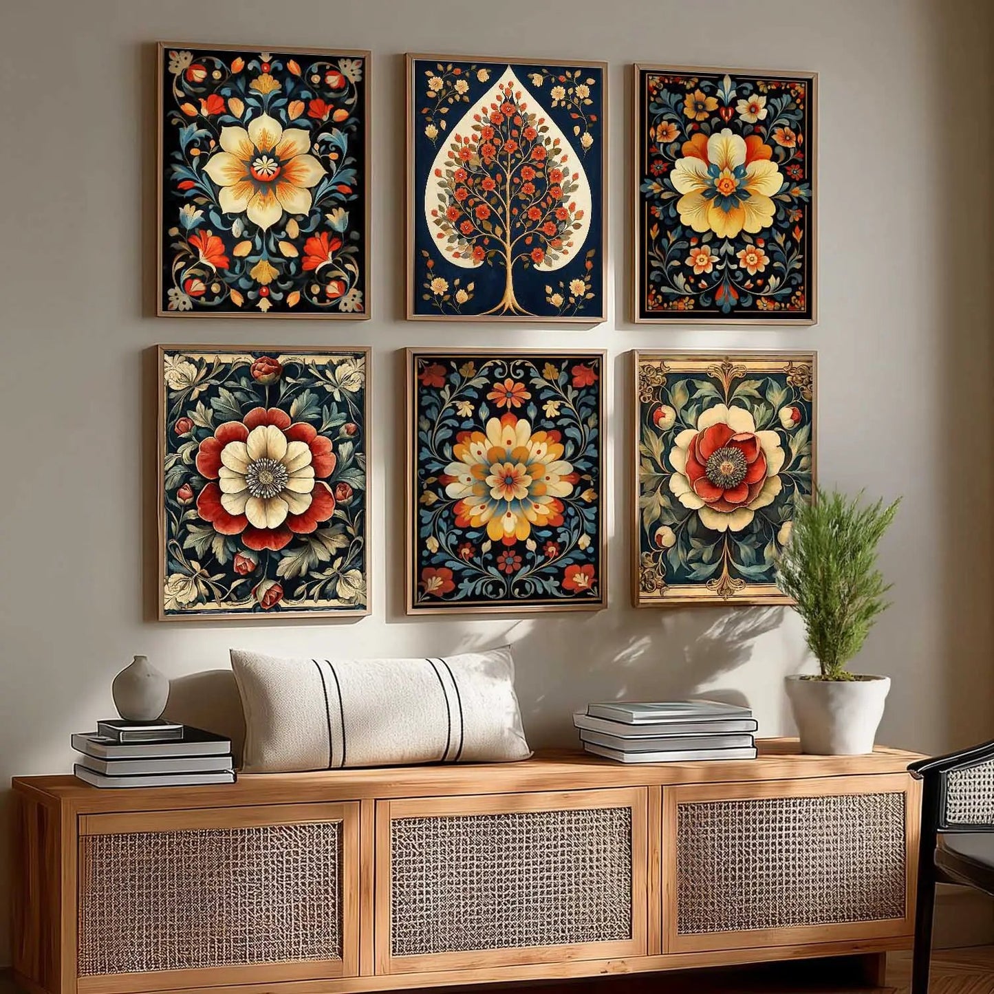 Floral Wall Art Paintings with Frame for Wall Decor